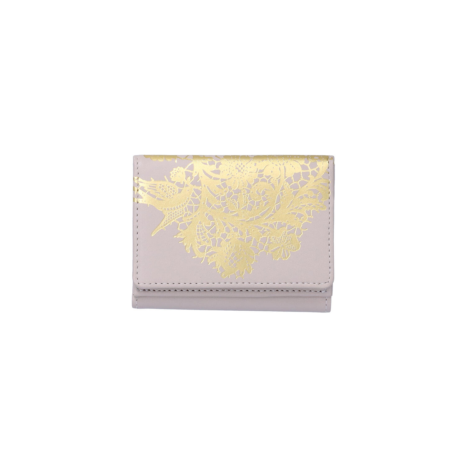 sato-ca（サトカ）｜レース柄 箔加工 3つ折り財布 ミニ財布｜日本革市